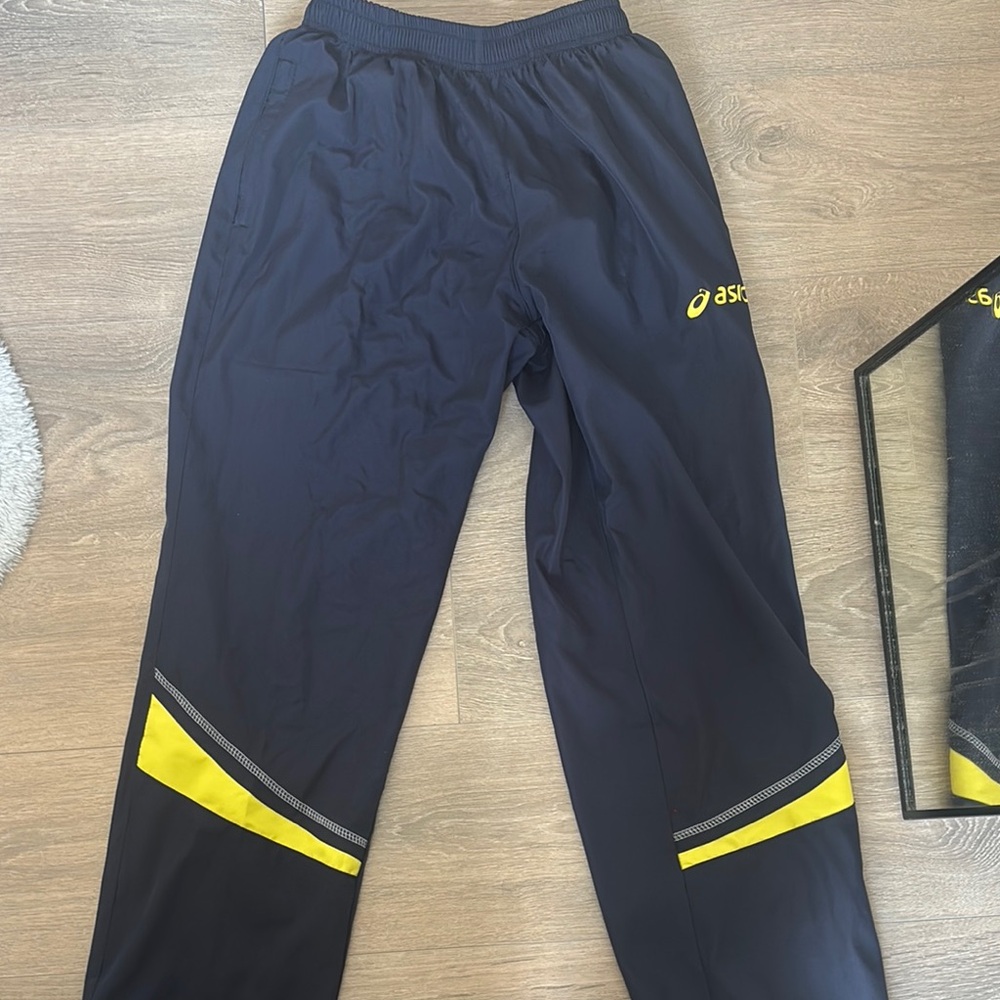 Asics Black Pants with Yellow Highlights